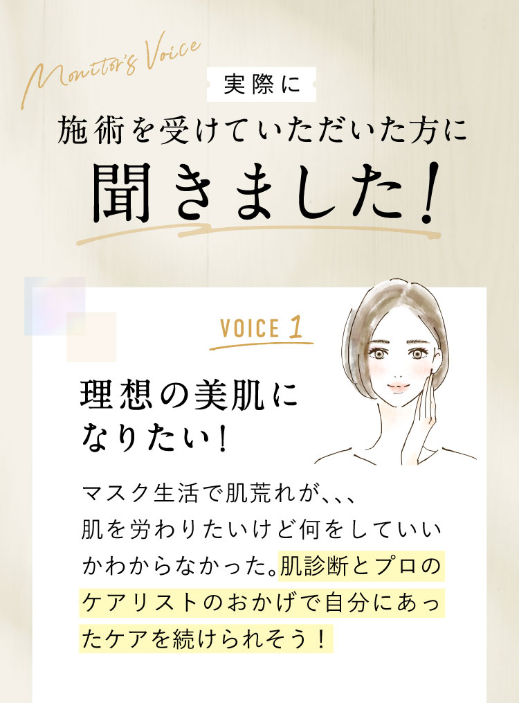 実際のお声 理想の美肌になりたい